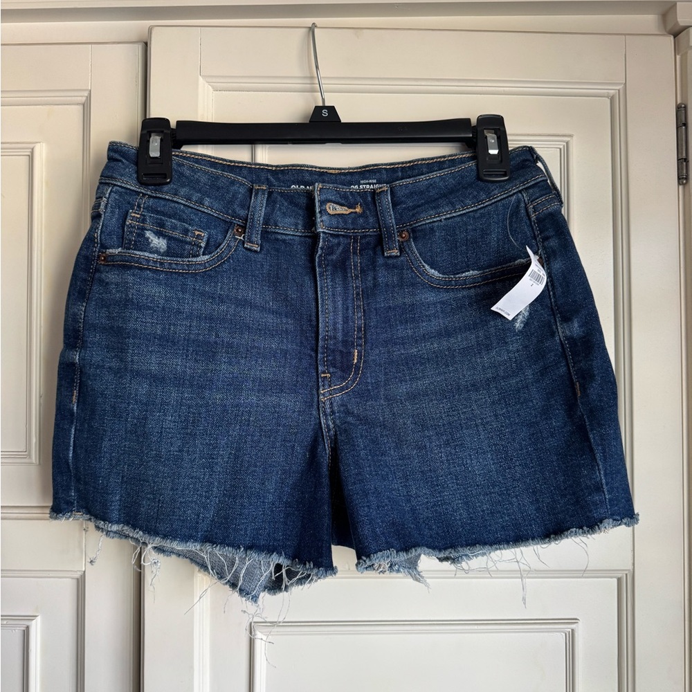 Dark Blue Denim Cutoff Shorts